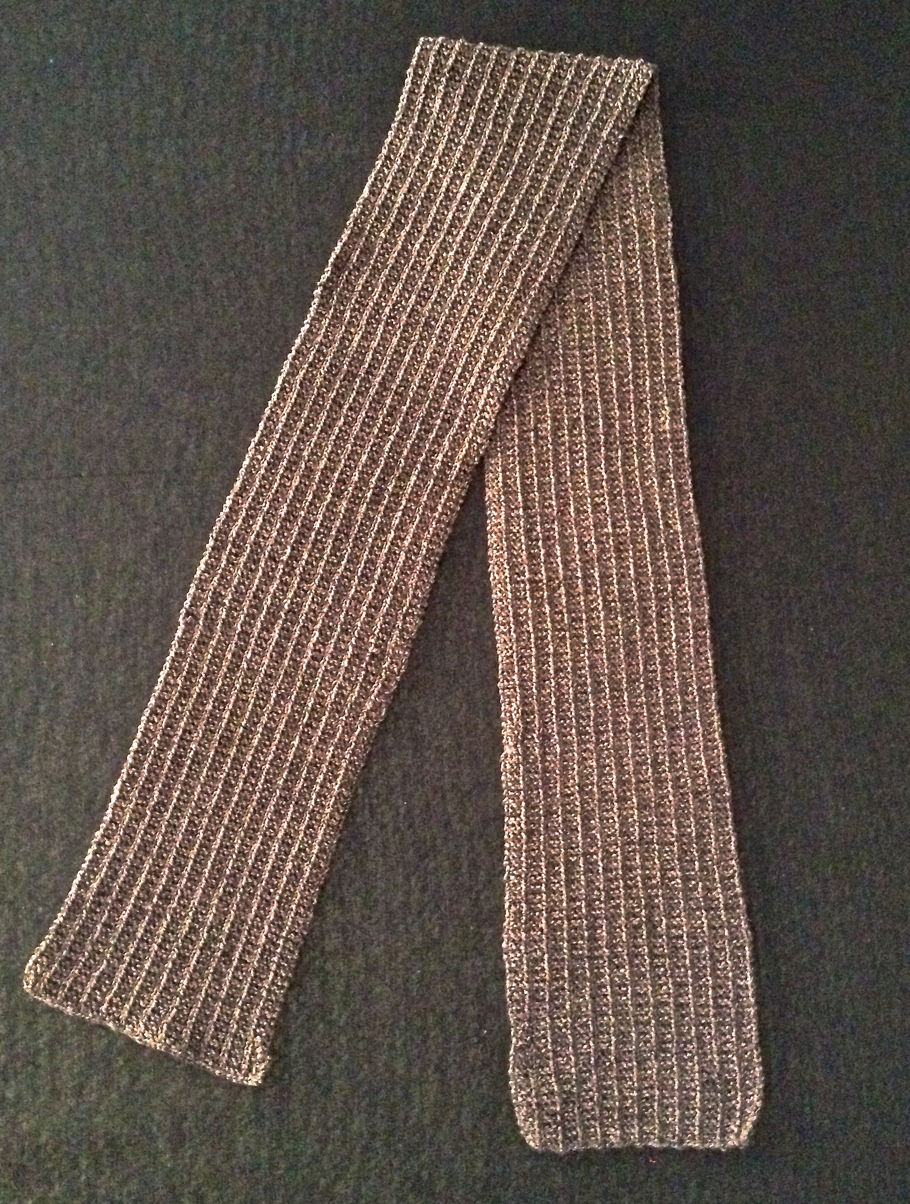 Hand knitted long brown scarf